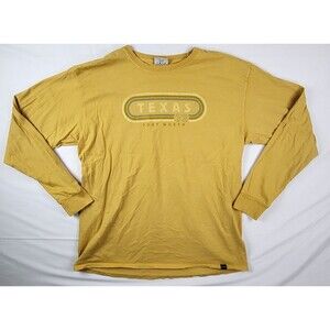Techstyles Mens Size Large Long Sleeve Crewneck Yellow Vintage Style Texas 73